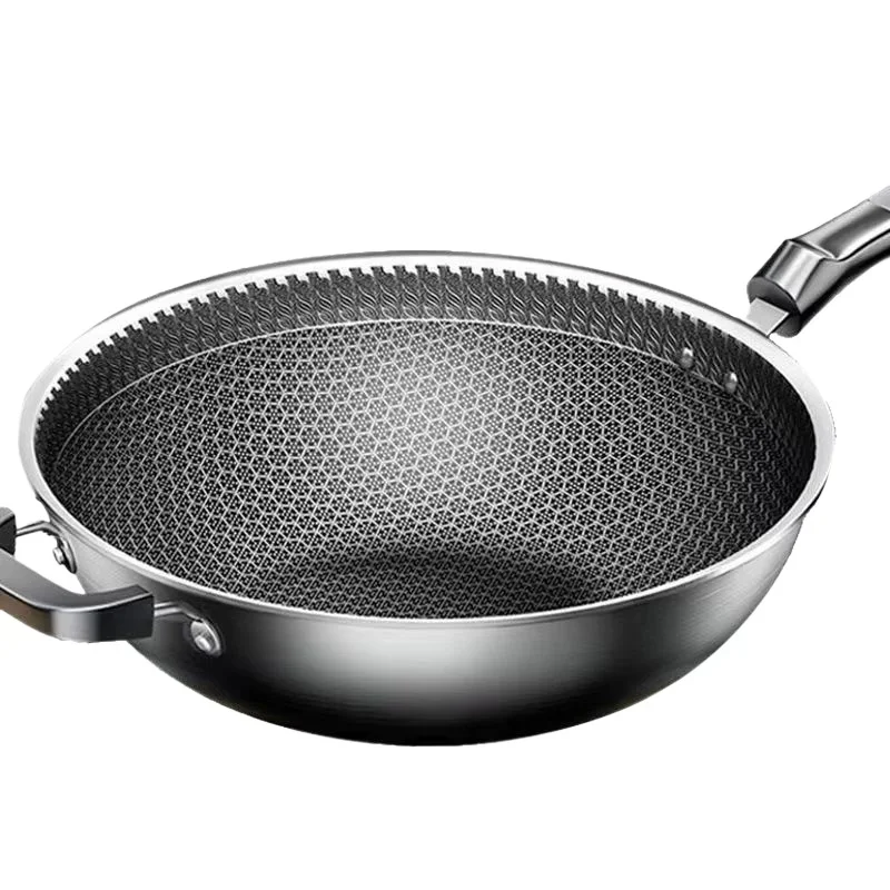 32cm Frying Pan,Stainless Steel Skillet Nonstick Fry Pans Chefs Pans Wok Pan for Gas Electric Induction Ceramic Stoves