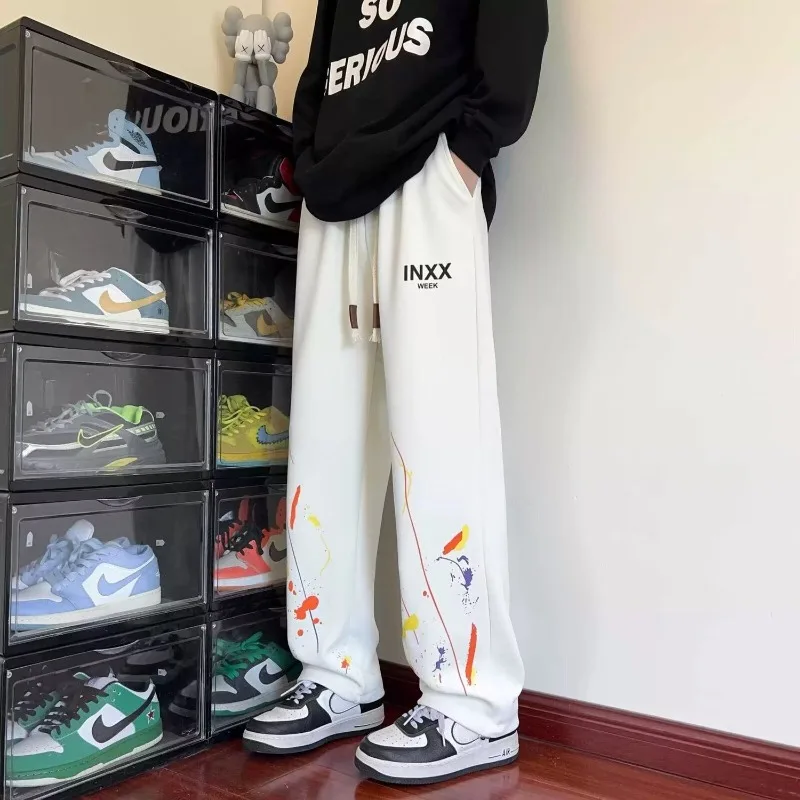 

Classic High Street Graffiti Retro Printed Men's Sanitary Pants Trendy Brand Straight Leg Pants Loose Casual Versatile Pants