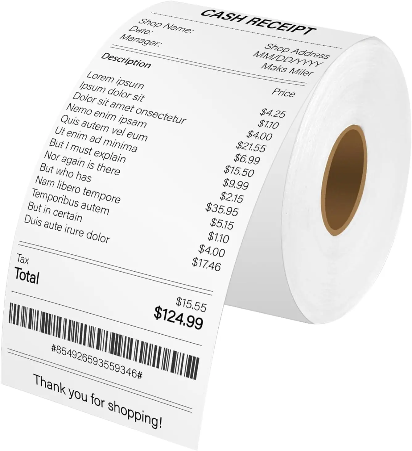 

Compatible Thermal Paper Roll for Dymo Label Printers, 57mm x 76m Non-Adhesive White, 1 Roll