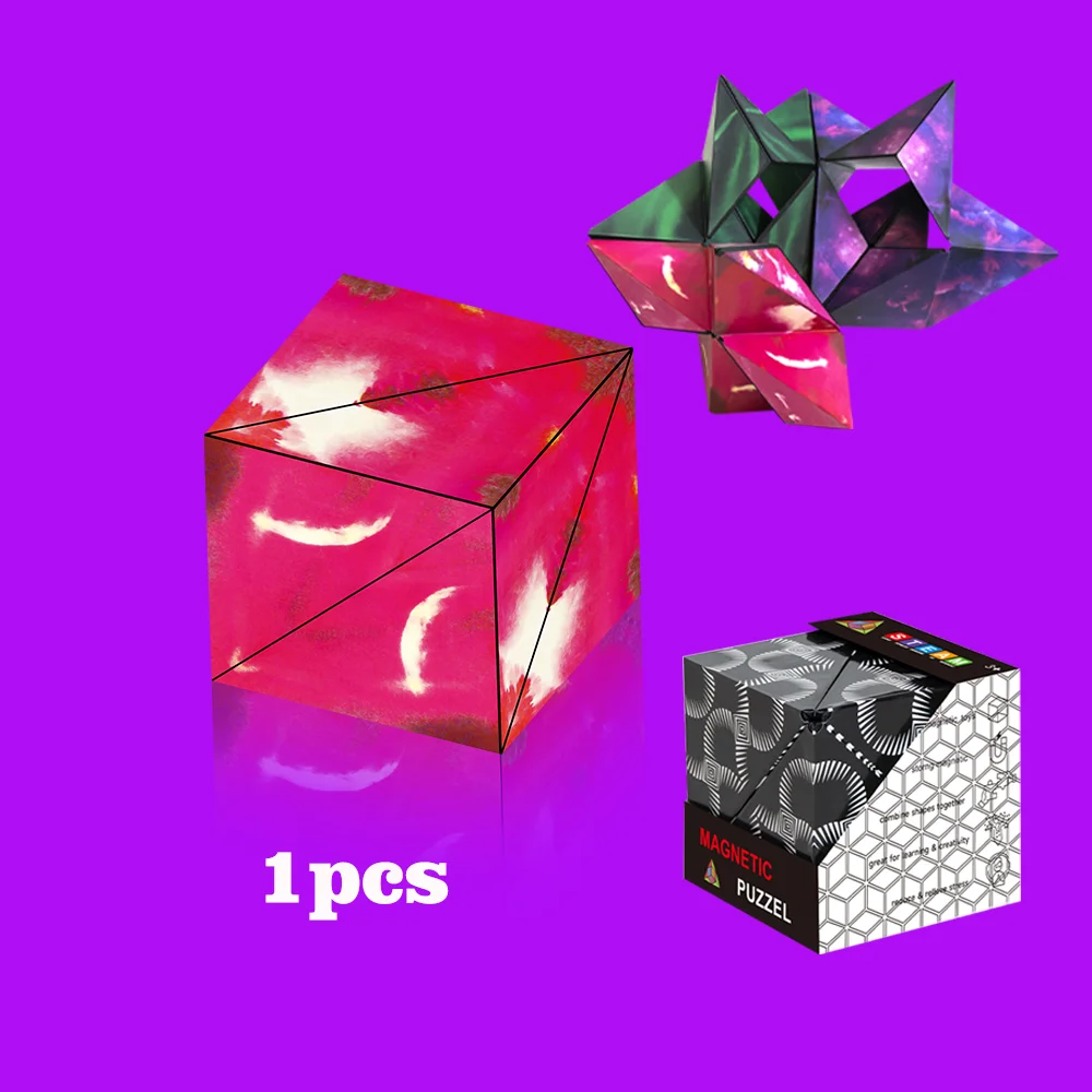 لعبة بناء تعليمية على شكل مكعب سحري مغناطيسي قابل للتحويل ثلاثية الأبعاد للأطفال من سن 3 إلى 12 عامًا نشاط التعلم الإبداعي