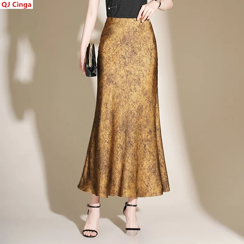 New Summer Collection: Women's Gold Mid-length Skirts, A Stylish and Casual Mermaid-style Dress. Asian Sizes