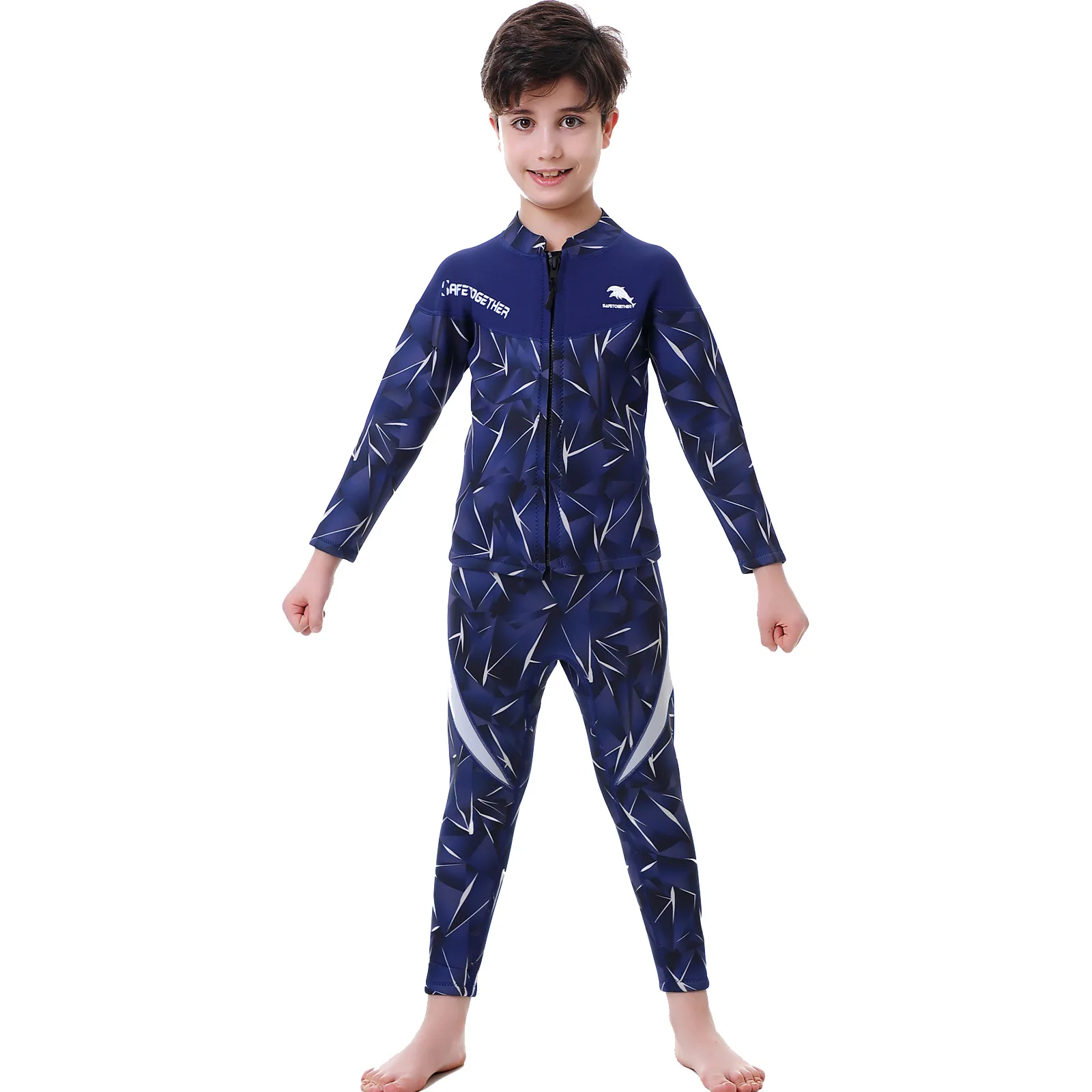 2.5MM Neoprene Kids Wetsuit Set Split Warm Swimsuit Diving Snorkeling Clothing Jellyfish Suits Boy Girl Long Sleeve Pants Surf