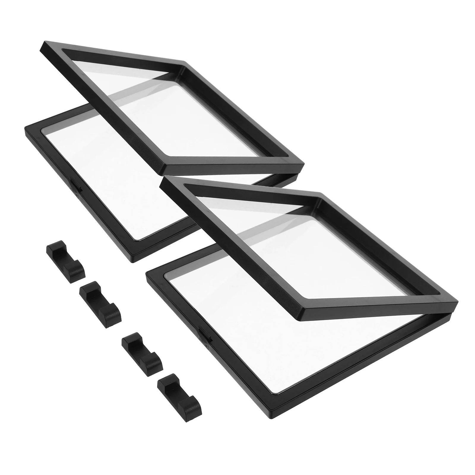 2 قطعة علبة عرض الشارة إطار عائم واضح ل دبوس ميدالية عملة تخزين المجوهرات صندوق شفاف صغير لعبة ديكور مكتب المنزل