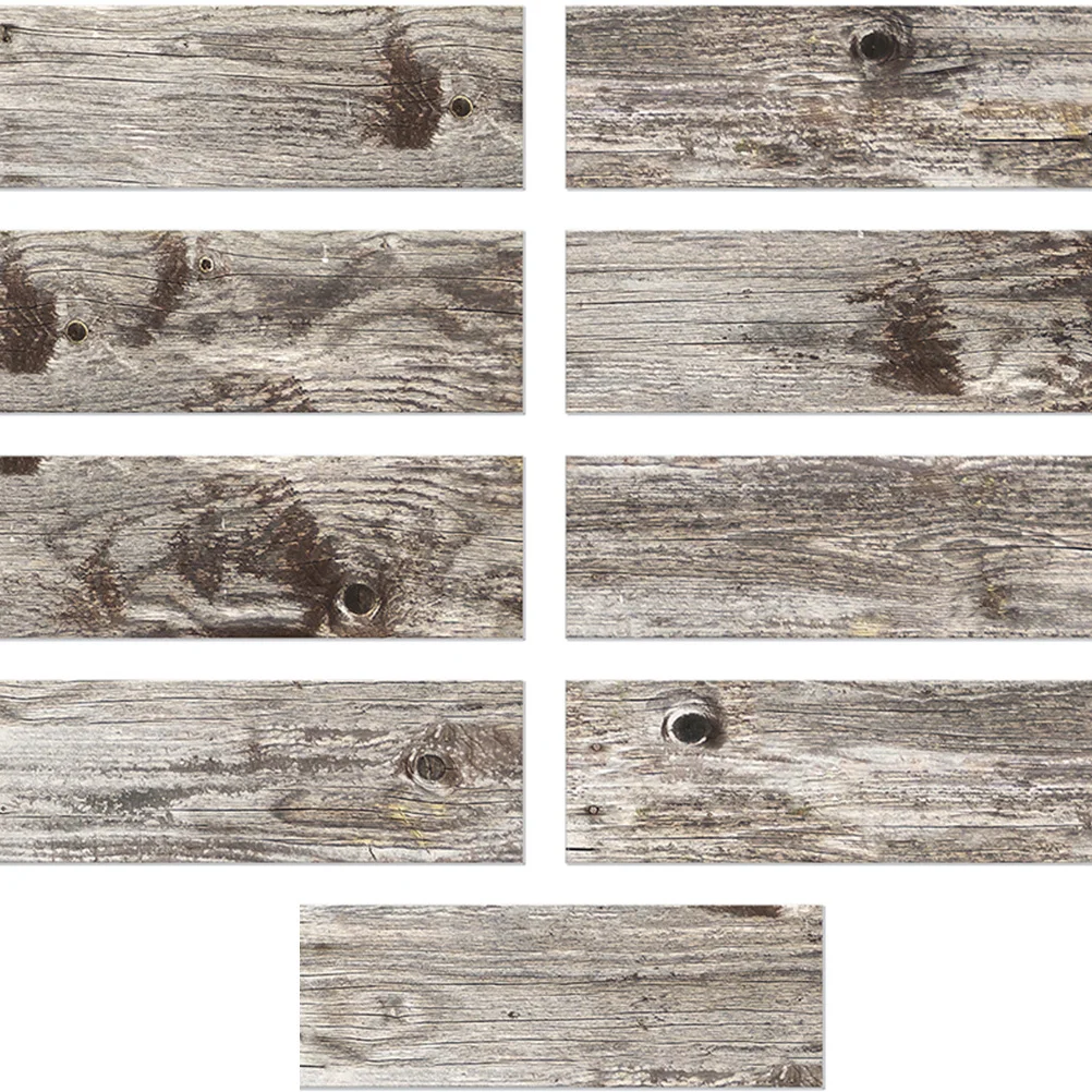 

9Pcs Wood Grain Waterproof Tile Stickers Peel Stick Wall Tile Decals Kitchen Bathroom Living Room Home Decor Removable Stickers