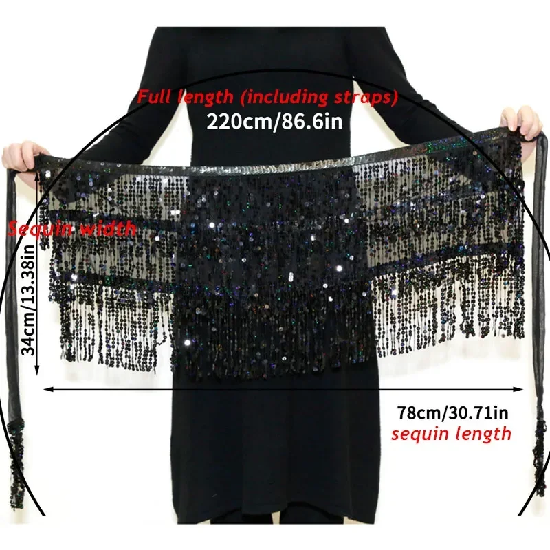 Халат для латиноамериканских танцев Hula avec пайетки à la taille jupe courte écharpe de hanche с помпоном à feeling couches performance de fête