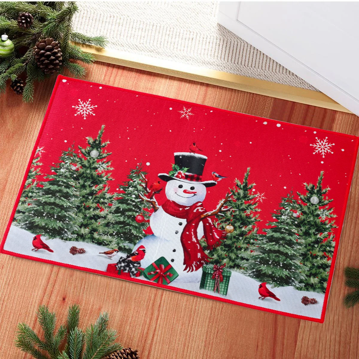 

Christmas Doormat Decorative Xmas Holiday Front Door Mat Elk Felt Door Rugs for Indoor Outdoor Christmas Decorations 2024