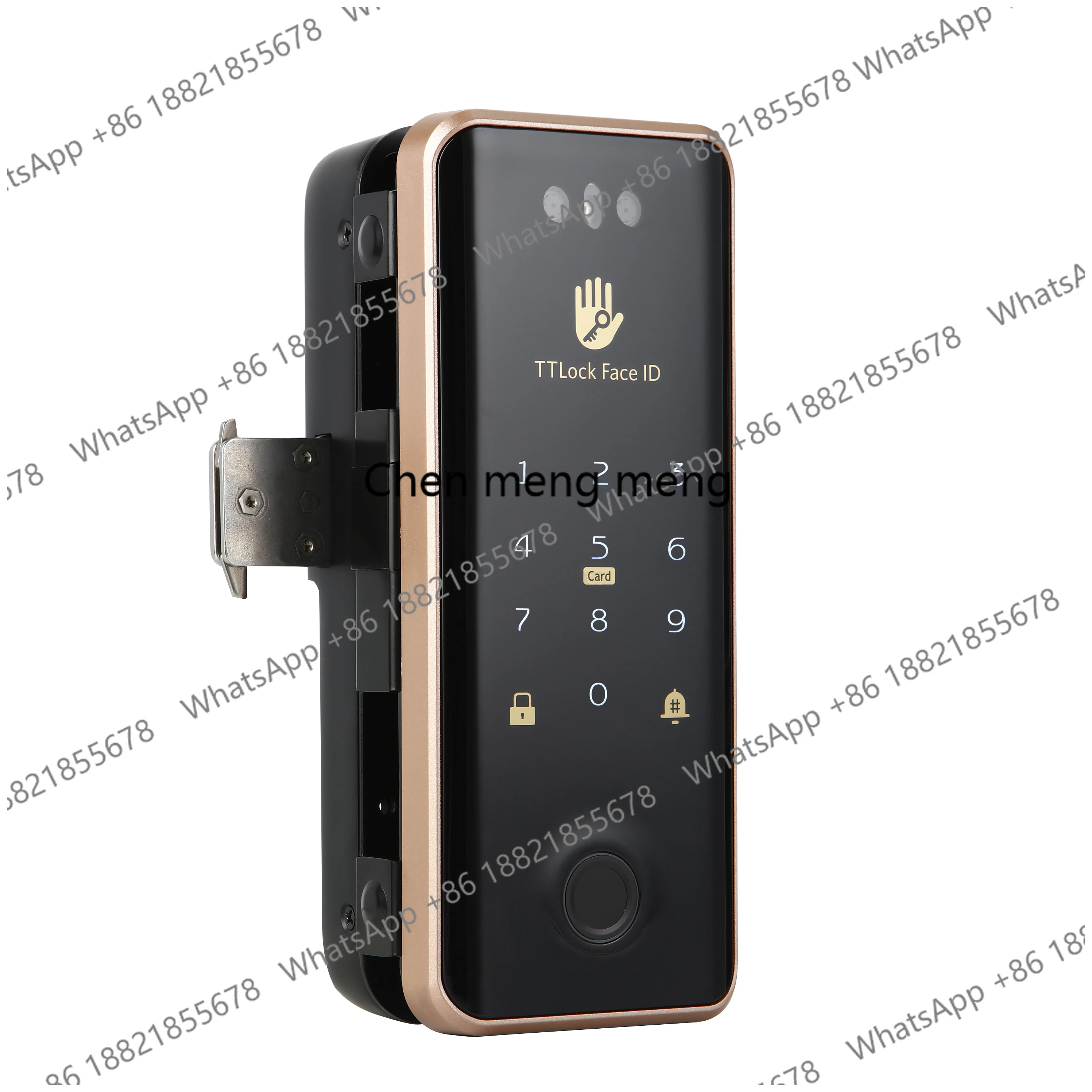 TTLock Face Recognition Lock Brass Color Smart Glass Door Lock Ttlock Lock Remote Controller with Camera for Office
