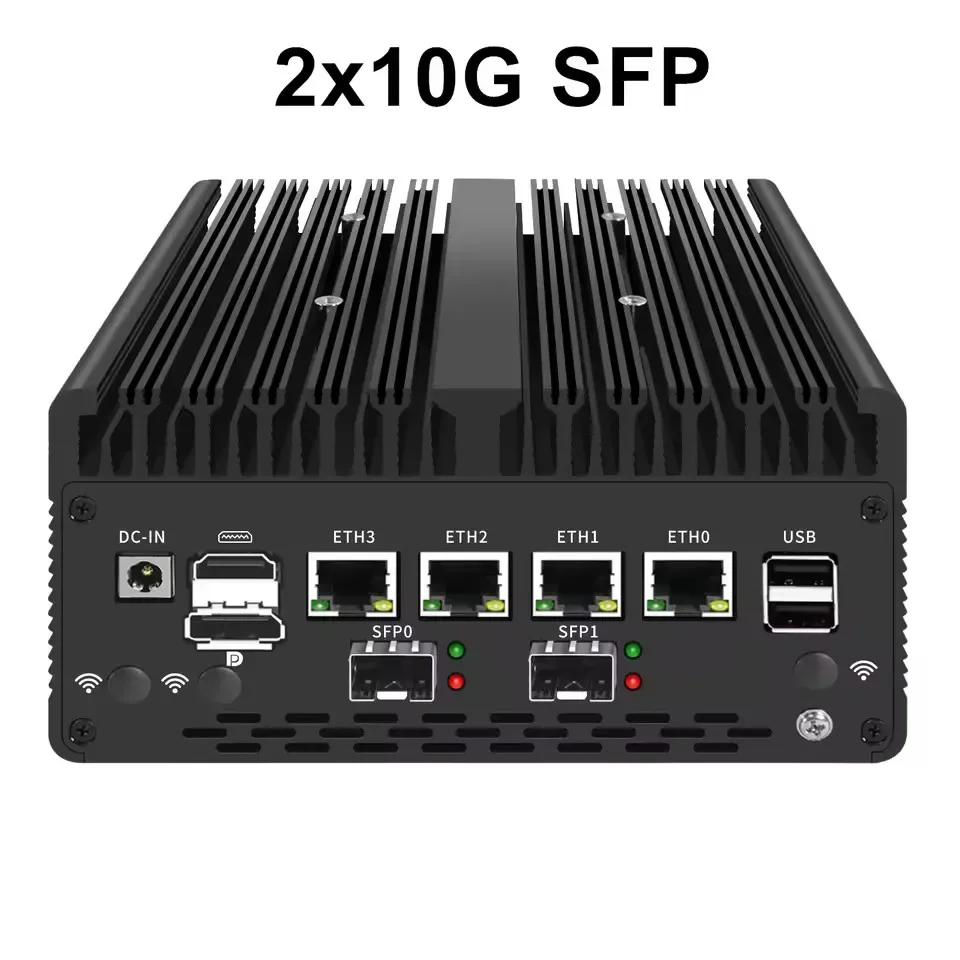 New 12th Gen Solid Firewall Appliance Intel Pentium Gold 8505 10G/1G SFP 4*2.5G RJ45 LAN 2*DDR5 NVMe Mini PC Proxmox ESXi Server