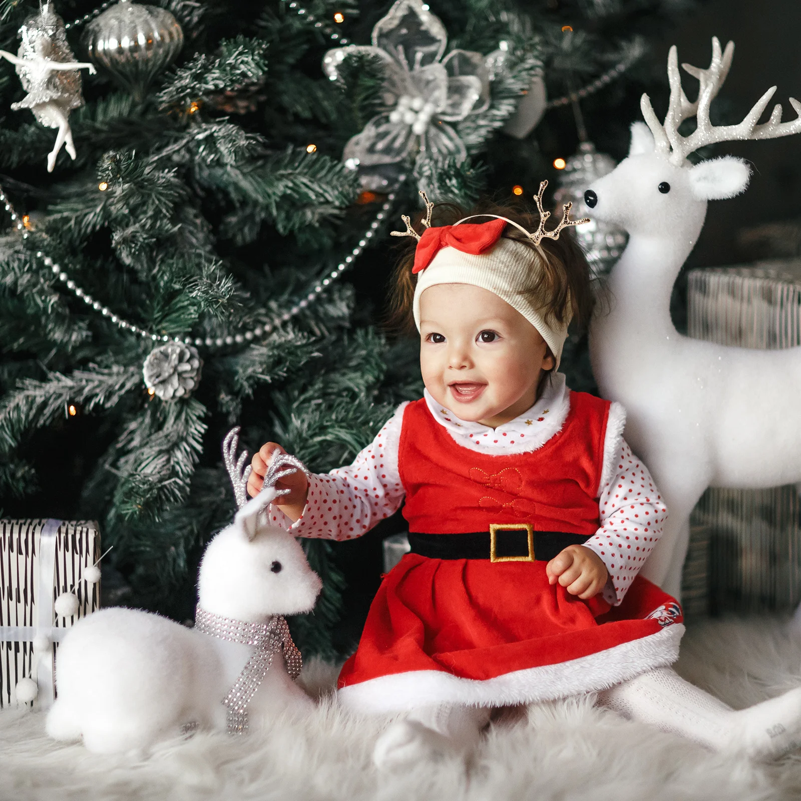 

4Pcs Reindeer Antler Hair Hoop Christmas Headband Festive Holiday Party Decor Family Gift Xmas Headdress Christmas Headband