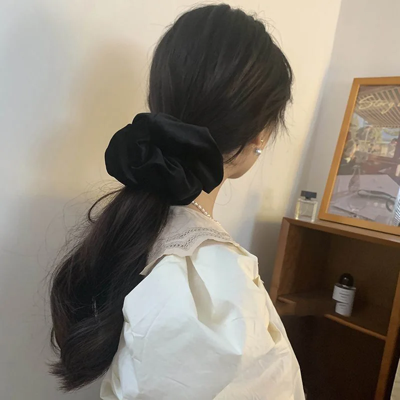 Oversize Schwarz Samt Scrunchies Haargummis Frauen Mädchen Feste Gummi Große Elastische Haarbänder Seil Pferdeschwanz Haar Zubehör Winter