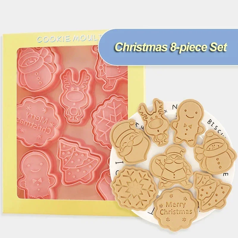 8 Pcs/Set DIY Biscuit Mould Various Themes Cookie Cutter Cartoon Baking Mould Cookie Baking Tools for Christmas Easter Halloween