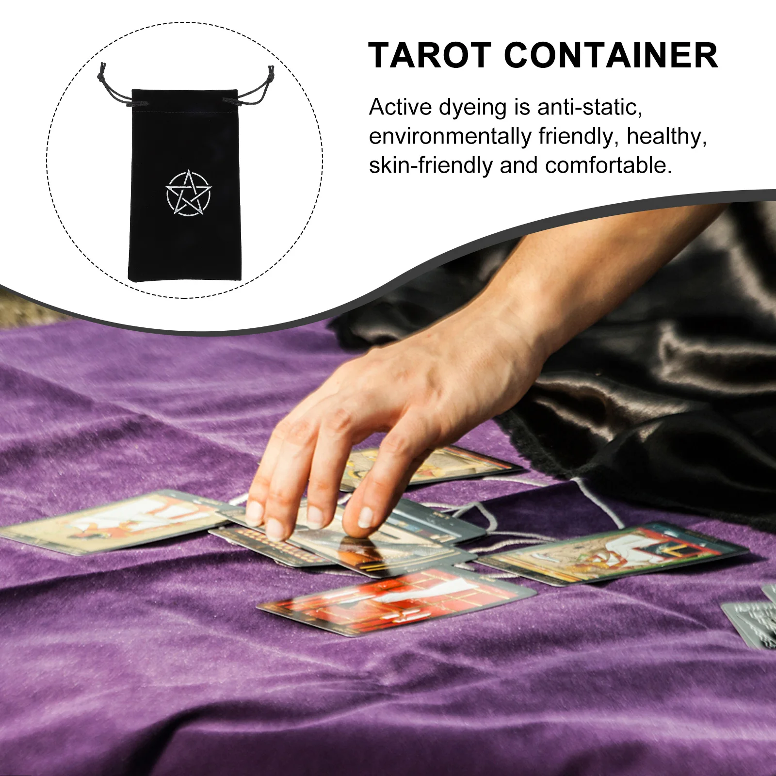 

2 Pcs Tarot Storage Bag Pentacle Pattern Holder Rack Container Cloth Drawstring