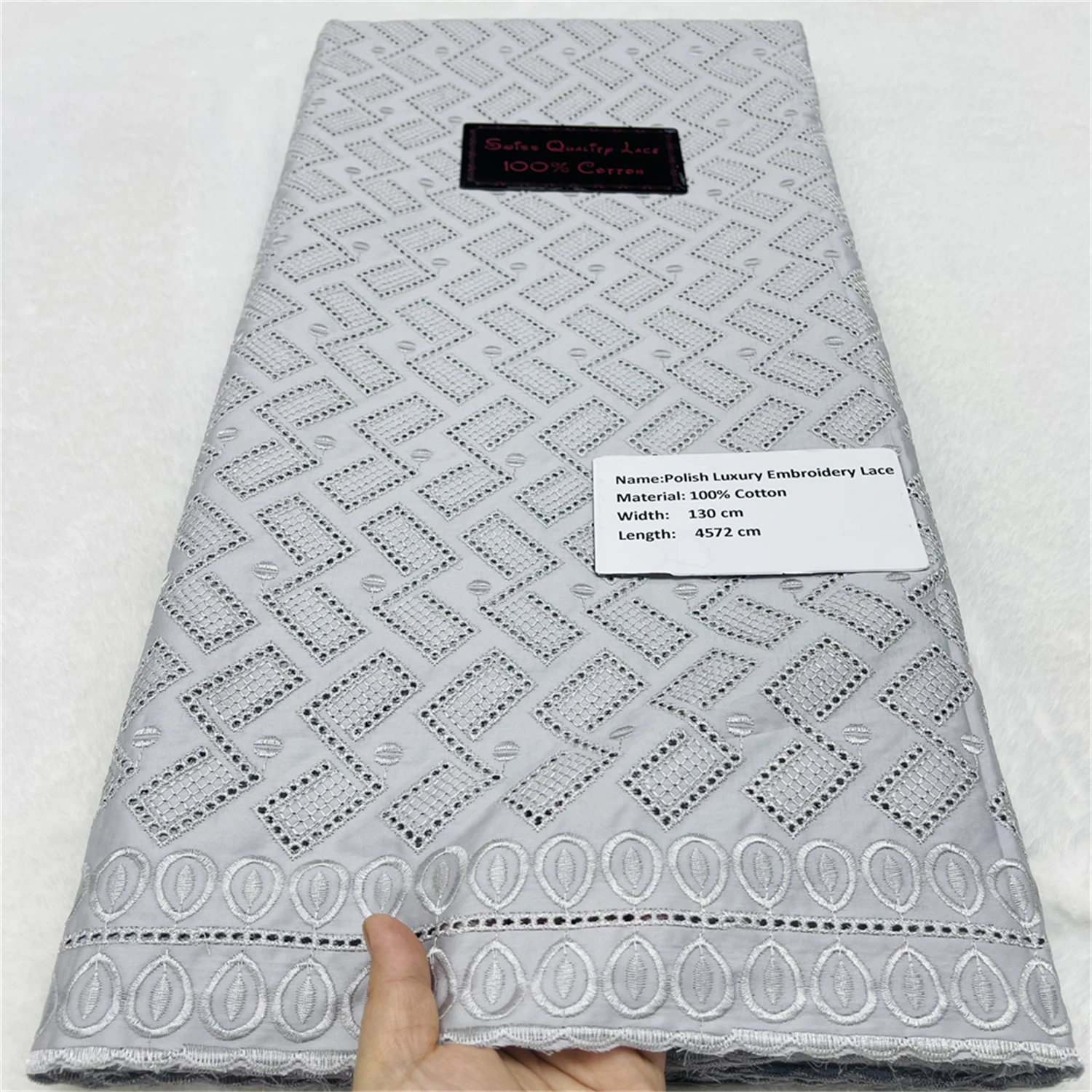 

Gray Men Pure Color 100% Cotton Lace African Fabric High Quality Swiss Voile Polish Lace Cotton Fabrics For Men And Women Dress