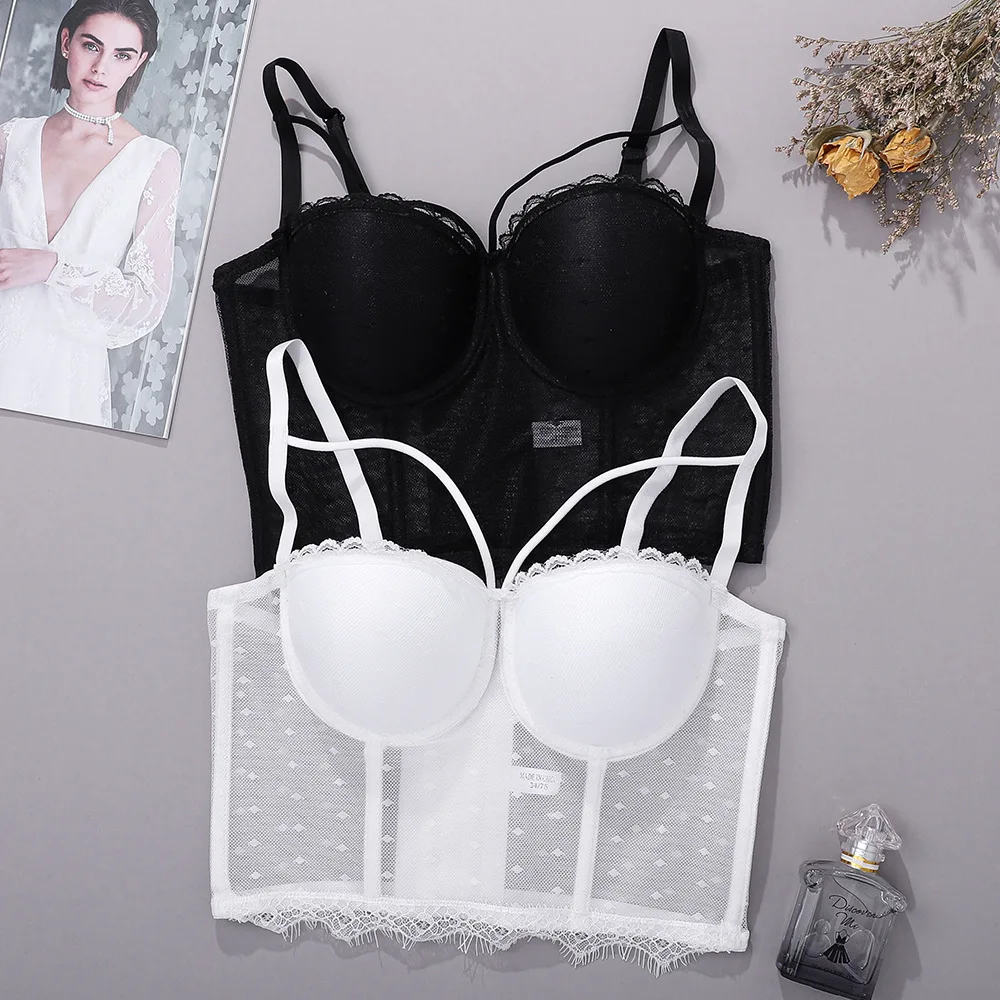 

Sexy Sleeveless Breathable Mesh Crop Bra Tops Adjustable Straps Camisole Women Clothes Slim Underwear 2025 Summer Fashion Korset