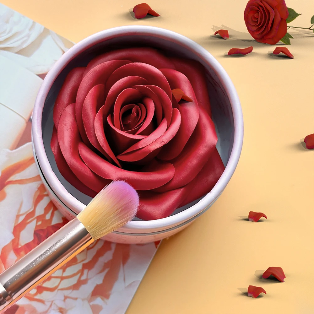 هايلايتر مكياج ثلاثي الأبعاد من Petal Rose Blush - مقاوم للماء، يدوم طويلاً، بودرة وجه على شكل زهرة، مكياج أحمر الخدود على شكل زهرة الورد #3