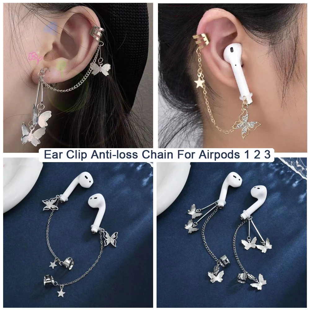 Earphone Anti-Lost Holder Clip Chain Earrings Hanging Hook Earring Strap Earbuds Wireless in-Ear Earphones Headset for Airpods 1