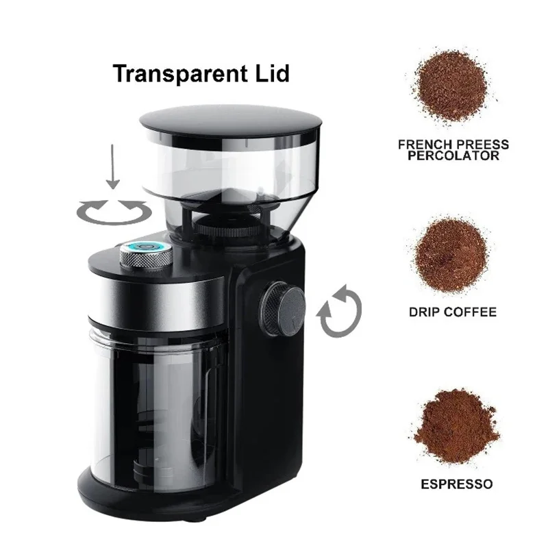 Electric Coffee Grinder 18 Level Adjustable Burr Mill Coffee Bean Grinder High Speed Espresso Coffee Grinding Machine for Office