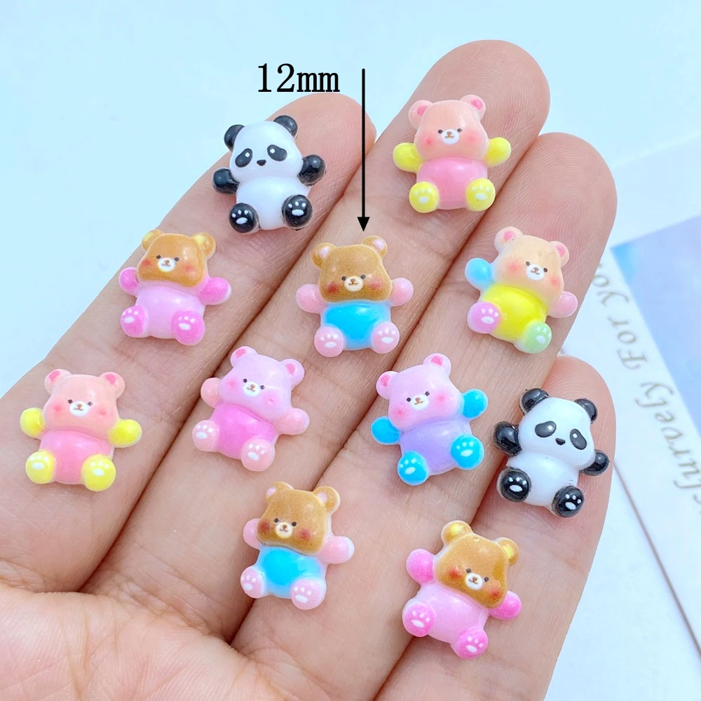 50pcs New Cute Mini Cartoon Colorful Bear Nail Rhinestones Gems Glitter Nail Art Jewelry Manicure Nail Decoration Accessorie