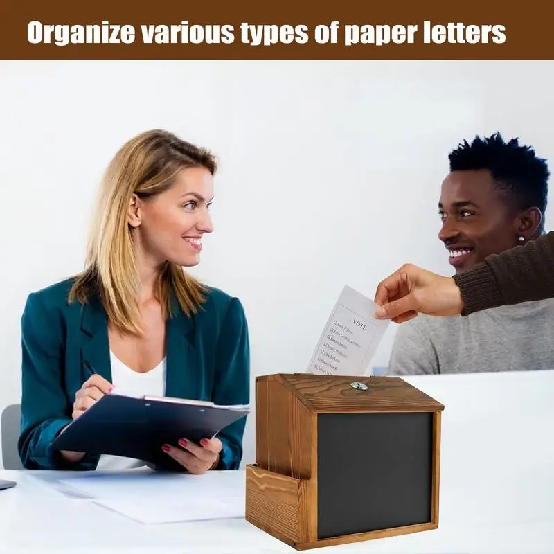صندوق التصويت صندوق تعليق ريترو مع سبورة مقفلة صندوق بريد خشبي ريترو جدار جبل للتبرع الخيرية الصلاة السحب الأعمال