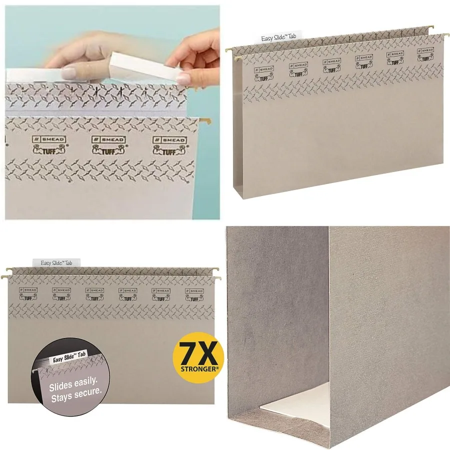 

Нижняя подвесная папка Smead TUFF Extra Capacity Box с 2 расширениями для документов Legal Size Особенности 1/3-Cut Easy Slide Tab f