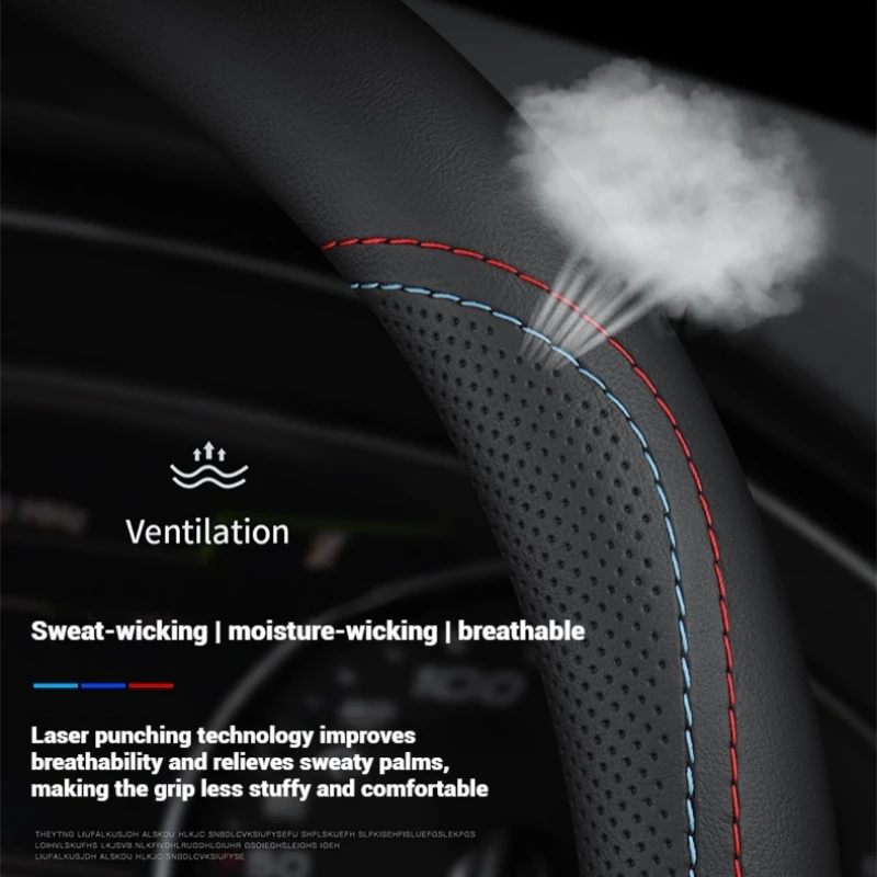 Protector de cuero transpirable para volante de coche, antideslizante, 38Cm, para Mazda 23 CX5 CX30 CX8 CX3 Mazda2 6 5 CX9 BT50 MX5, accesorios para coche