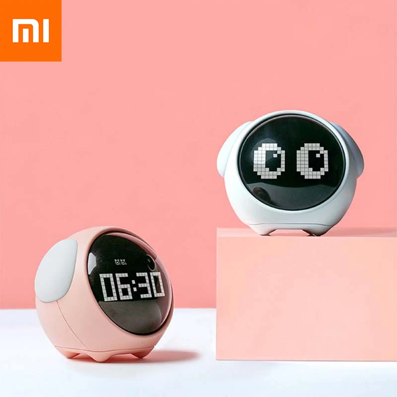 Xiaomi Youpin Clock Cute Expression Pixel Alarm Clock LED comodino controllo vocale luce notturna termometro digitale orologio di ricarica