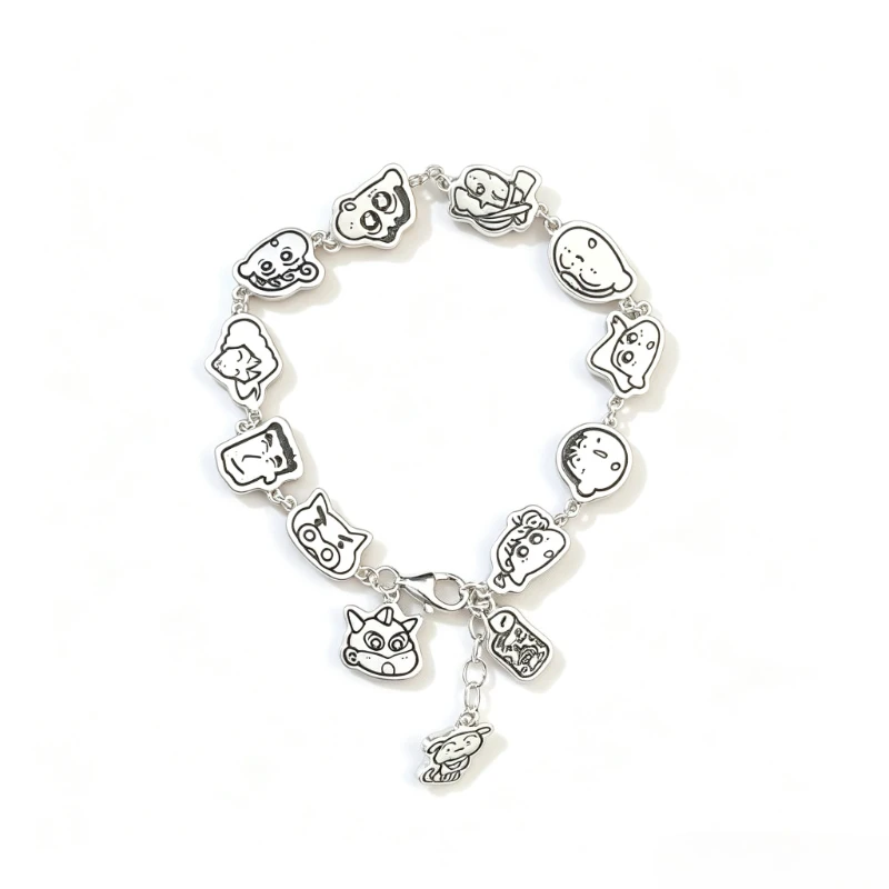 Crayon Shin-chan Cartoon Cute Family Portrait Bracelet Kawaii Student Couple Metal Bracelet Animation Peripheral Wholesale