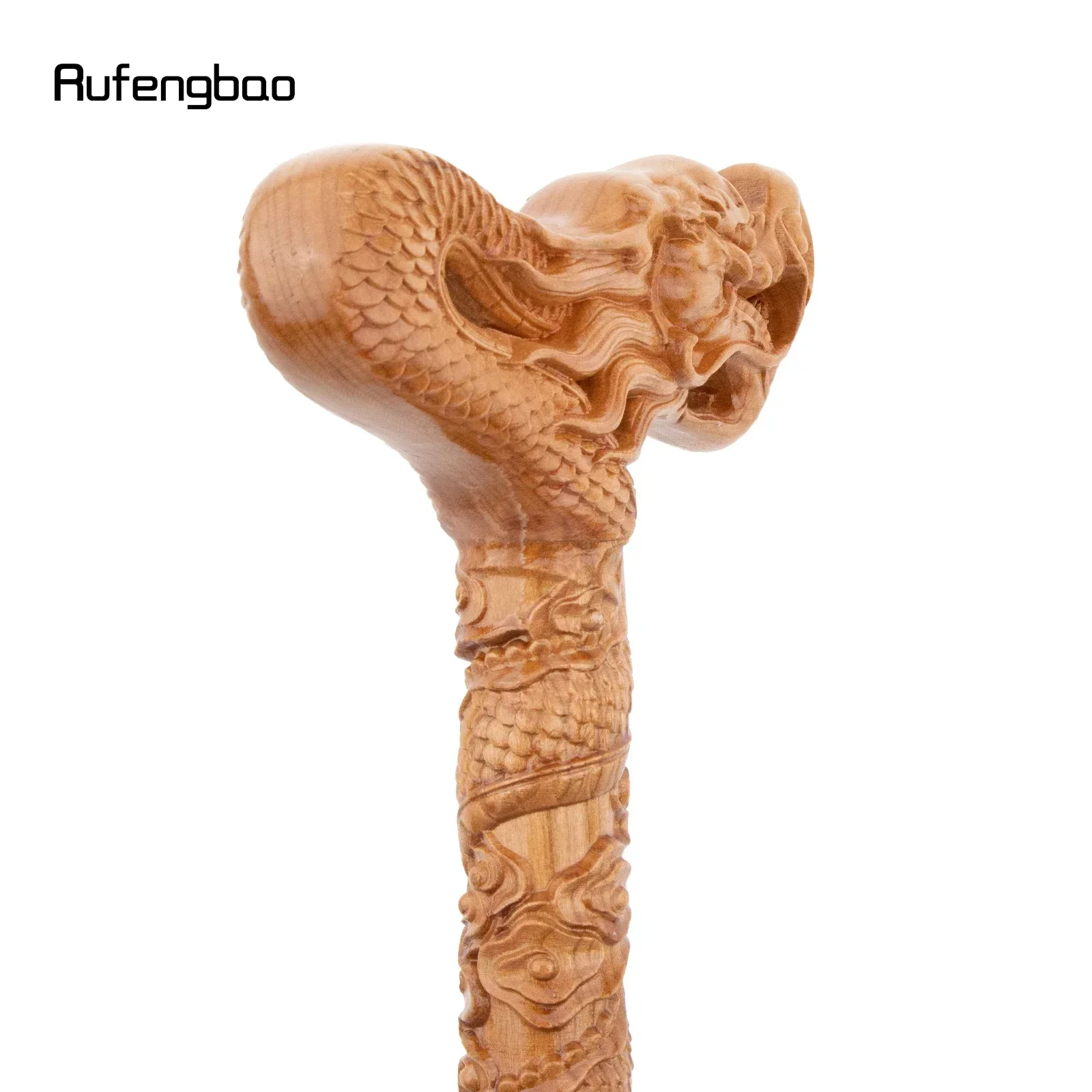 Yellow Flower Dragon Wooden Single Joint Fashion Wood Stick Decorative Cospaly Cane Steampunk & Everyday Use 89cm