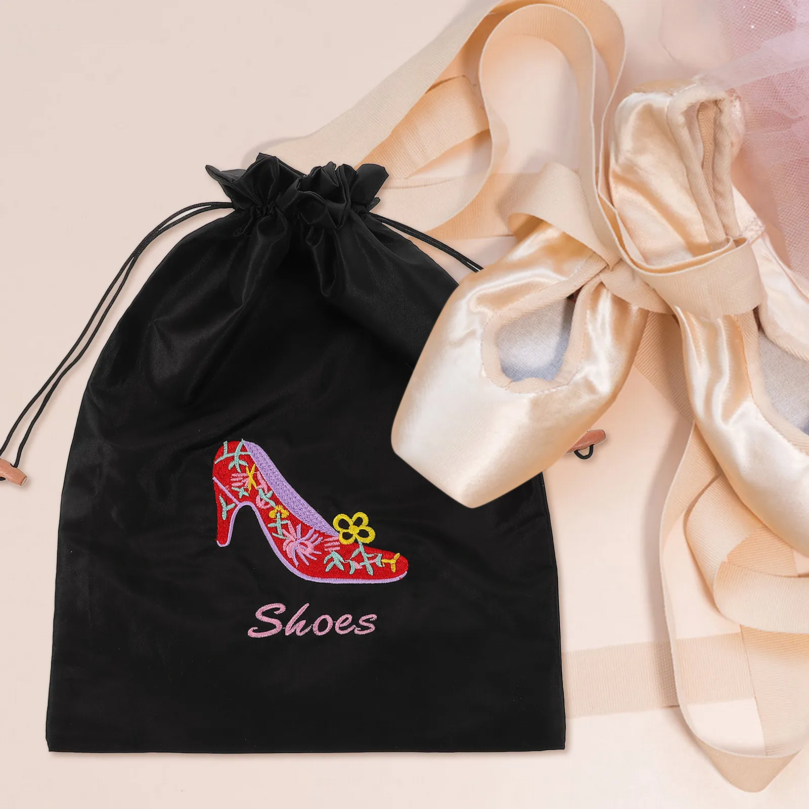 Dancing Shoe Bag Wear-Resistant Drawstring Design Large Storage Space for Ballet Shoes and Accessories Ballet Shoe Bag