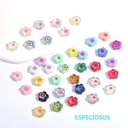 10MM Transparent Multi Color Painted Flower Acrylic beads Blossom Spacer Necklace Making Departments DIY Jewelry Accessories