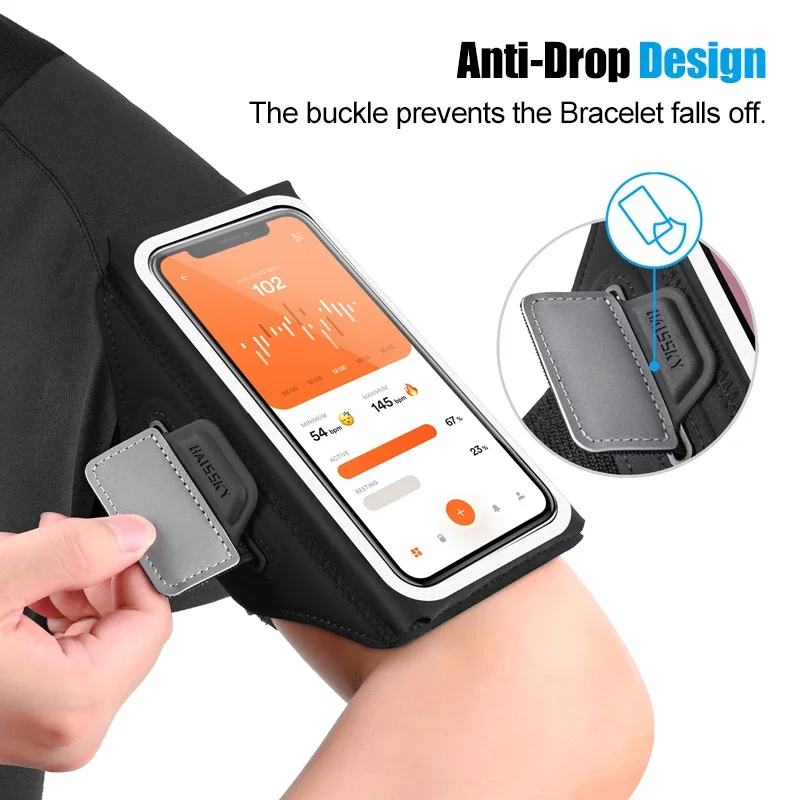 HAISSKY Stereoscopic Running Bags For iPhone 17 16 Pro Max 16 Plus 16E Men Women Zipper Earphone Pocket Outdoor Sports Armband