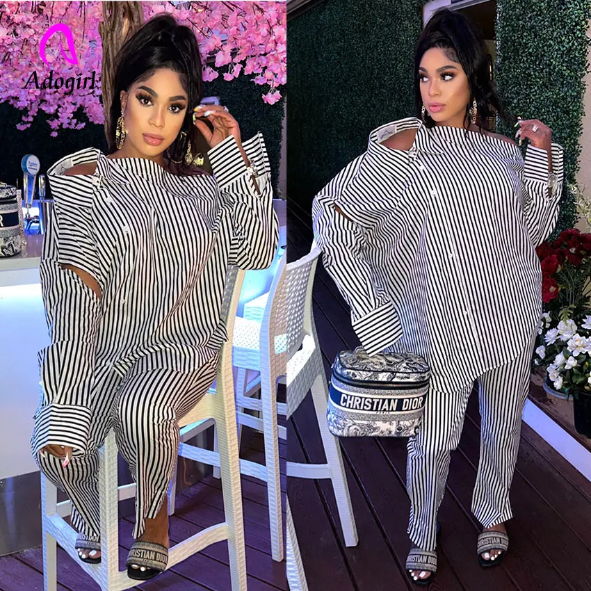 Elegant Office Lady Women 2 Piece Set Button Up Long Sleeve Shirts Pants Matching Set 2022 Fall Sexy Night Club Party Tracksuit