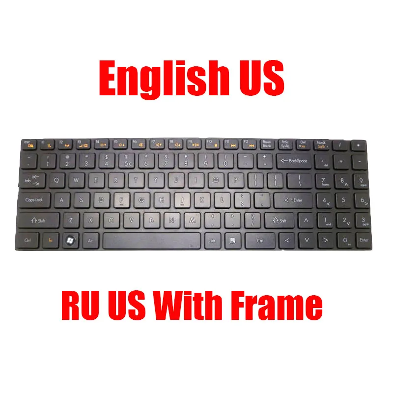 English US Russia RU Laptop Keyboard For Quanta TWC TWJ TWK MP-09R63US-920 MP-09R63SU-920 AETWCU00010 Black With Frame New