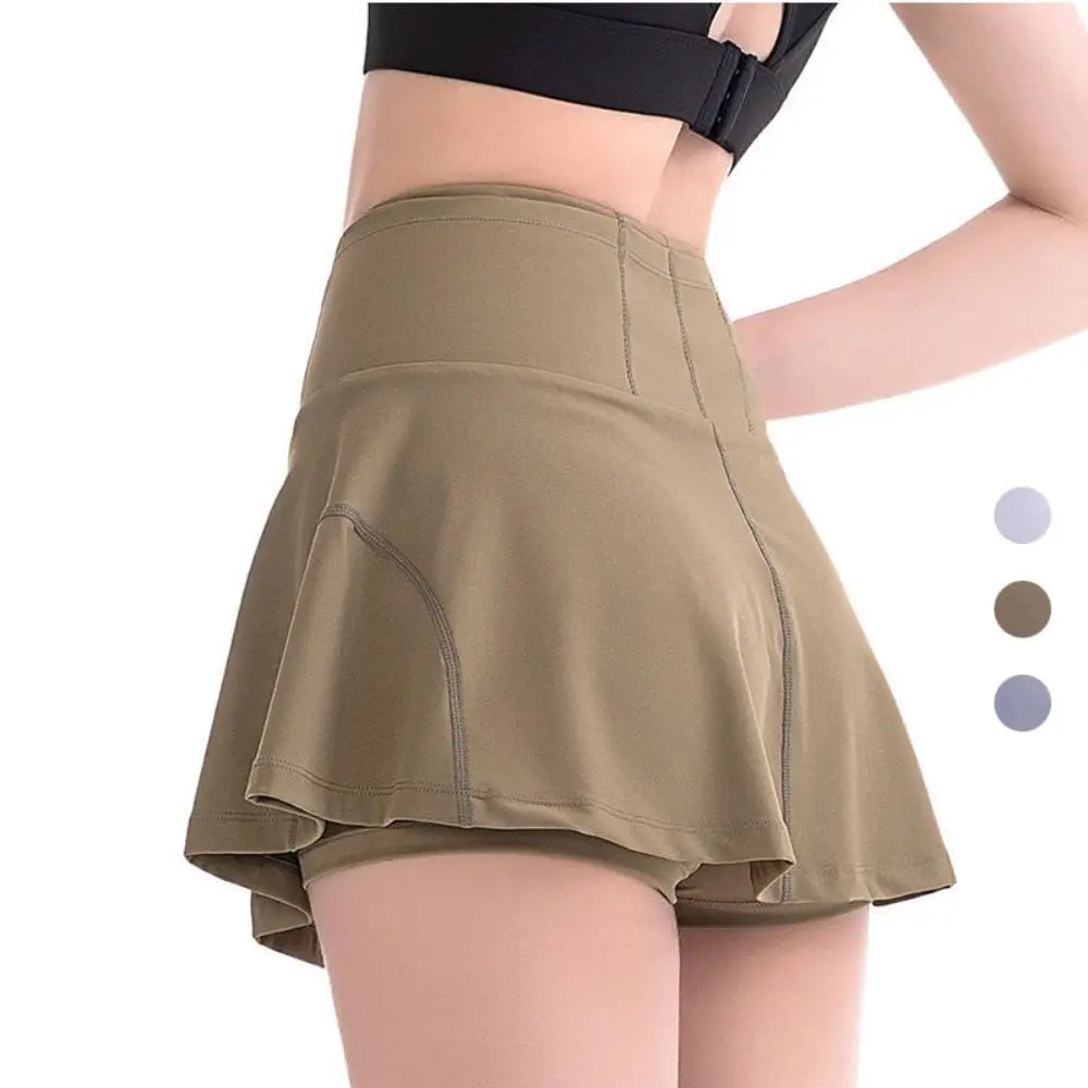 False Two-piece Women Skort Tummy Control Crossover Style Athletic Skirt Shorts Built-in Shorts 2 in 1 Design