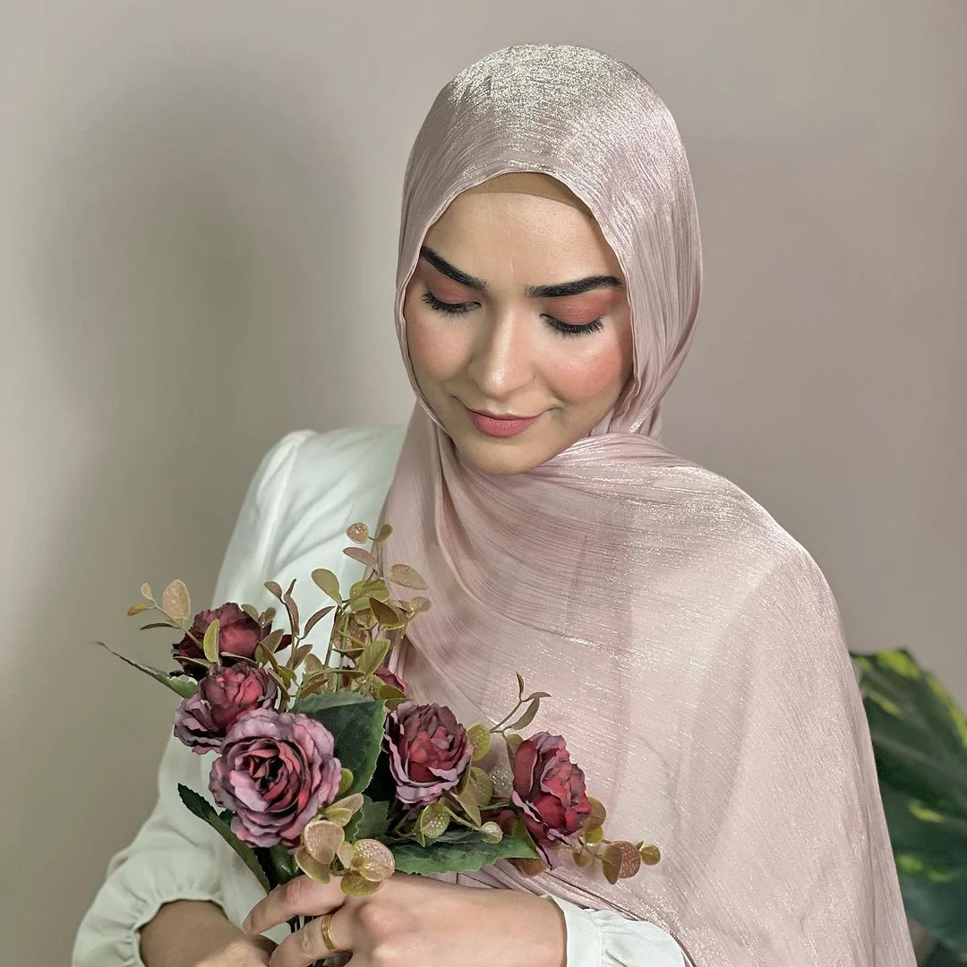 Hijab de Chiffon Premium Brilhante, Lenços Longos para Mulheres Malaianas, Xale de Chiffon Amassado, Lenço Islâmico Respirável