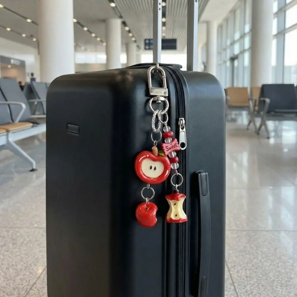 Cartoon Lucky Fruit Keychain Decorative 3D Fruit Pendant Fruit Beaded Keyring Handmade Resin Wind Chime Ornaments