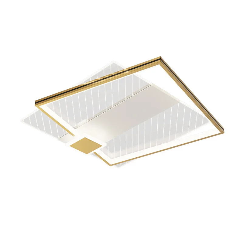 Modern Minimalist Luxury Golden Metal Paint LED Warm White Dimming lighting Bedroom Ceiling Lamp Indoor Square Acrylic  Fixture