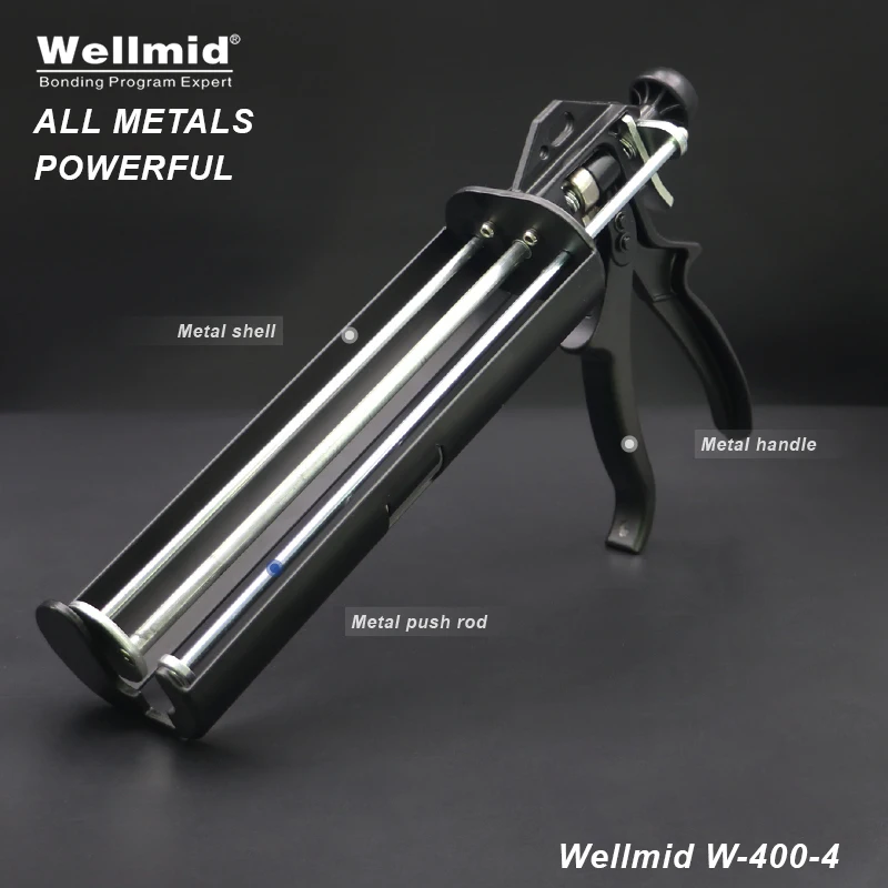 Imagem -02 - Pistola de Metal para 375ml 4:1 tipo Dividido Cartuchos ab Distribuidor Adesivo Cola 2k Loctite Cartucho Araldite ab Pistola Elétrica Manual