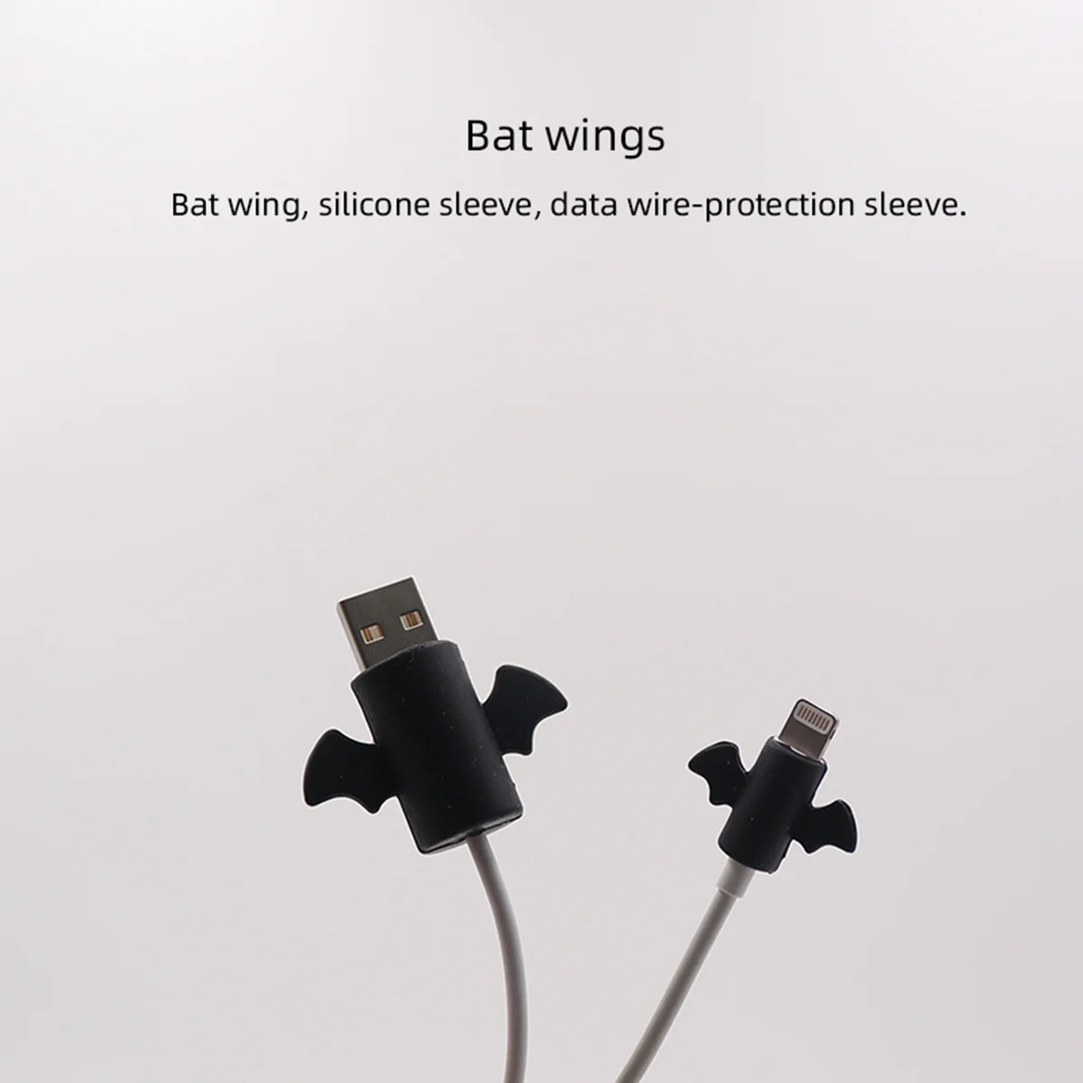 

Black Silicone Data Cable Protection Case Cartoon Bat Design USB Wire Protector Cord Saver for Phone Charging Cable