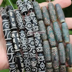 1Piece , Natural Black /Green Agate Around 10x30mm Ancient Tibet Dzi Agate Beads, For DIY Jewelry Making !