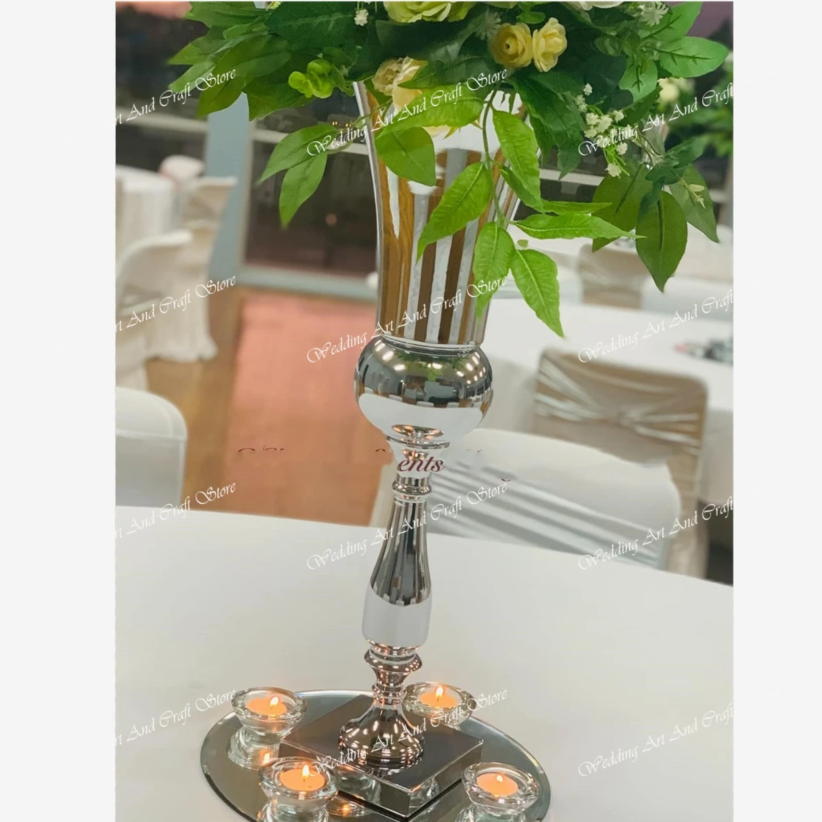 10pcs)50cm 100cm) Sliver  Flowers Metal Vase Sliver Gold Table Stand sliver Wedding Centerpieces For Wedding Decoration 1341