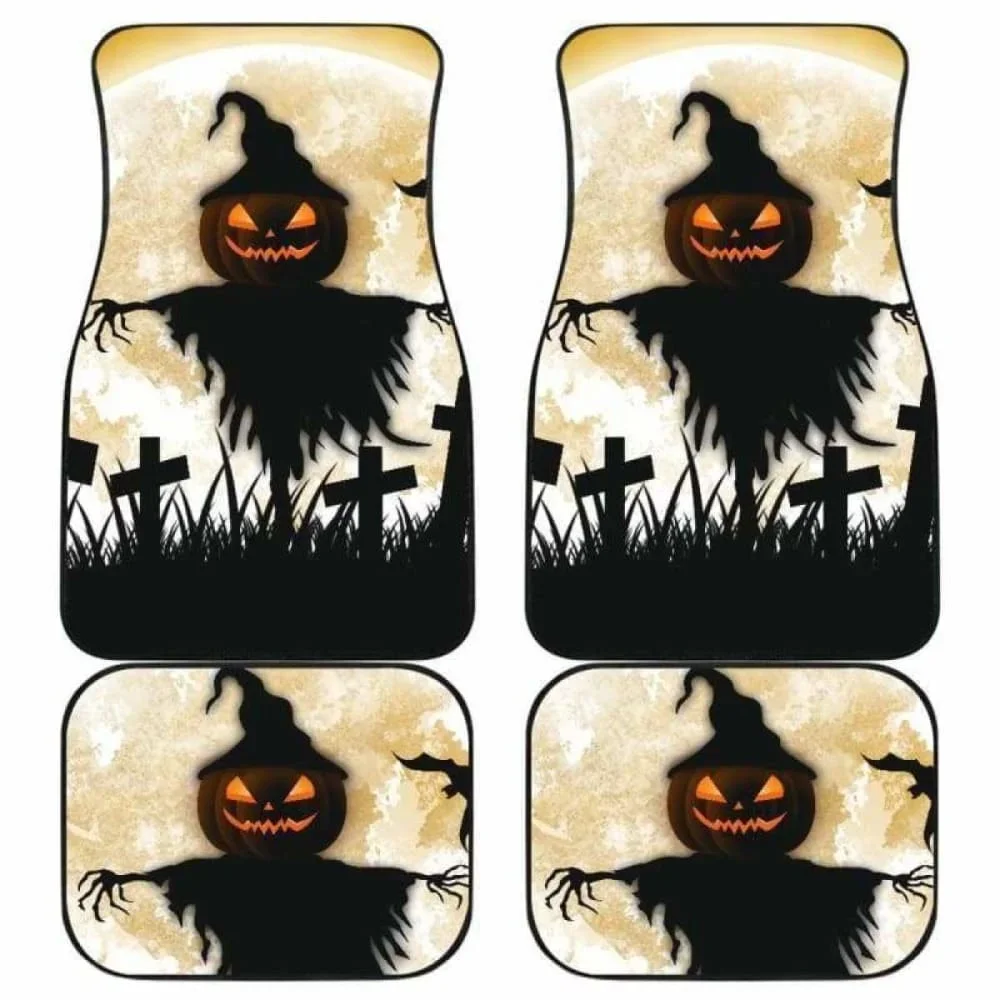 Happy Halloween Design Car Floor Mats Fits Most Car Rubber Floor Mats Custom Printed Pattern Pumpkin Horror Floor Mats 4 Pieces