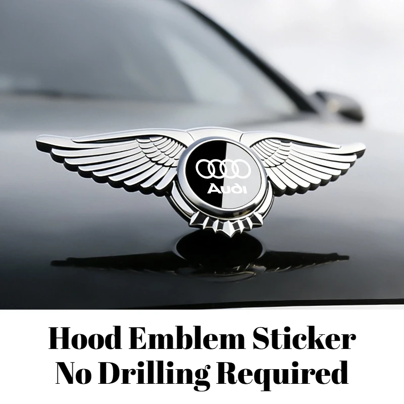 

For Audi A6L A4L Q5L A7 Q3 A3 Car Front Hood Bonnet Stand Emblem Sticker Decorative Exterior Refit Auto Styling Mod Accessory