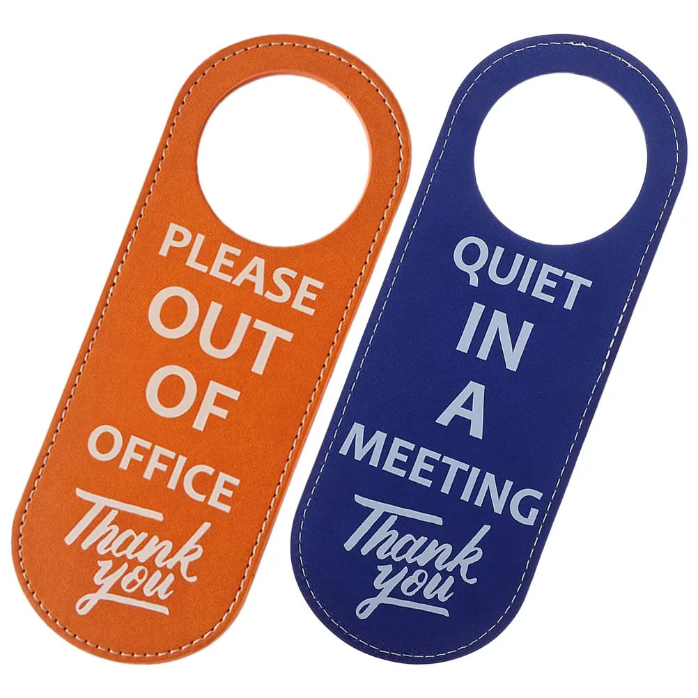

2pcs Door Hanger Sign Double Sided Pu Office Privacy Door Knob Tag For Meeting Room Conference Hotel Use In Meeting Out Of
