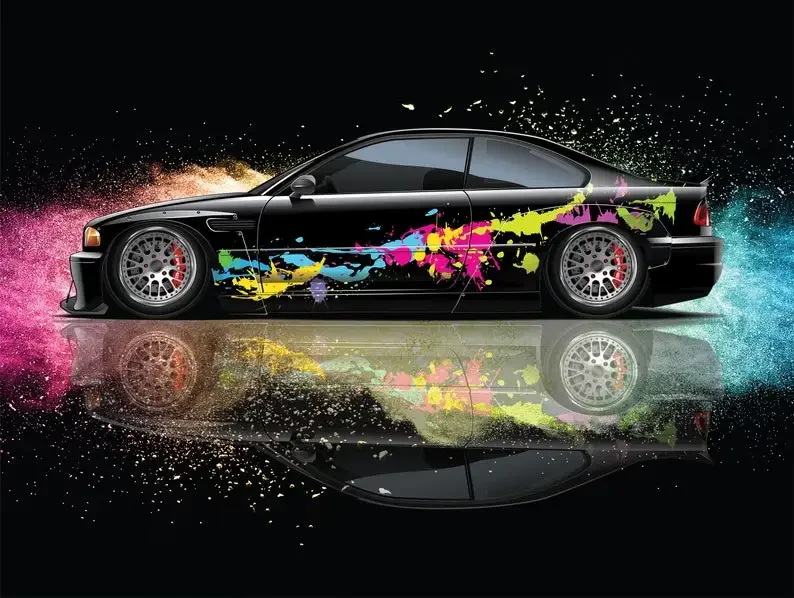 

Color Splash Side Vehicle Livery, Large Vehicle Graphics, Cast Vinyl Wrap, Universal Size