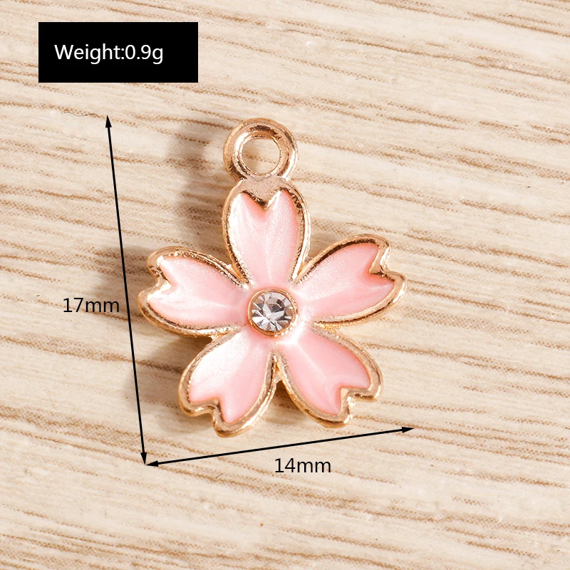 Tusember 20 Stück 14*17mm bunte, niedliche Sakura-Kirschblüten-Anhänger für handgefertigte Ohrhänger, Armbänder, Schmuckherstellung und Bastelarbeiten – Detail 2