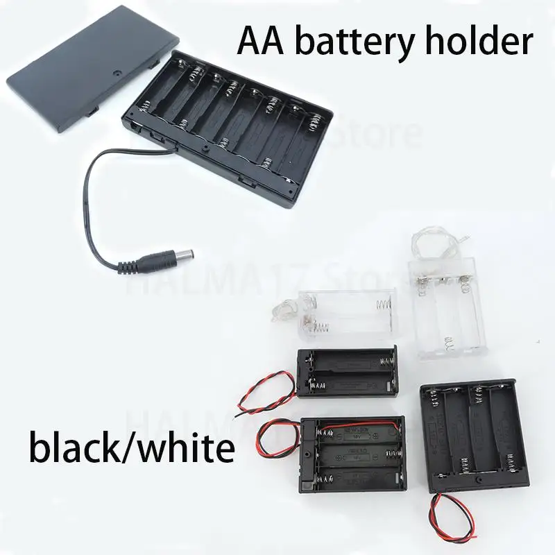 2 3 4 8 Slots ports AA Battery transparent black 2xAA 3xAA 4XAA 8AA Power Storage Case Box Holder Leads for diy repair tools J17