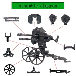 WW2 Military Machine Gun Model Bricks Weapons Pack Building Blocks MOC Army Soldier Accessories Toys For Boys