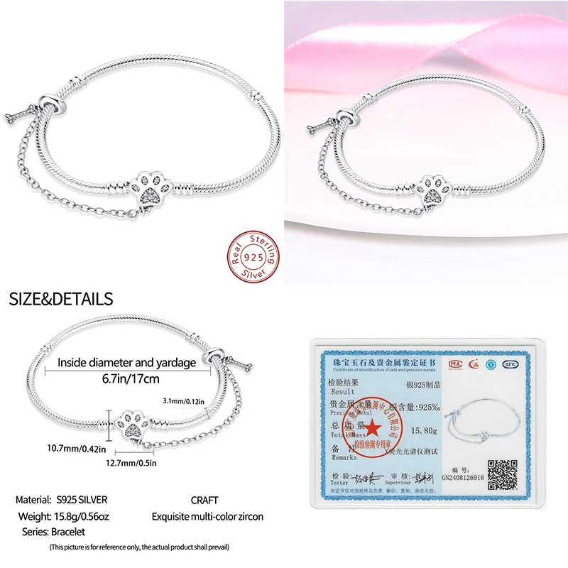 Design Sense – Bracelet en argent 925, 17-20CM, tampon à griffes en forme de cœur, ciel étoilé, soleil brillant, Original, exquis, bijoux cadeaux pour femmes