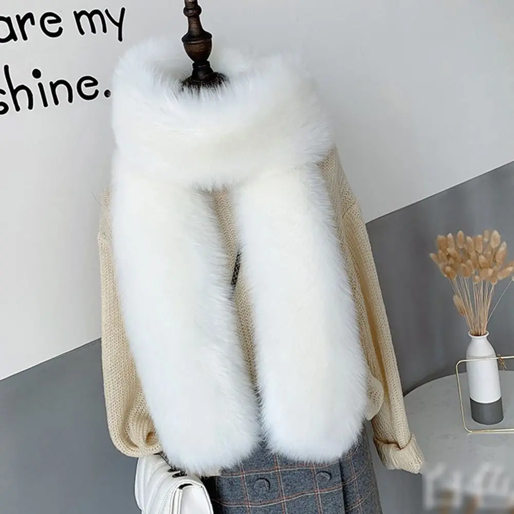 180cm Fake Fur Long Scarf Thick Fluffy Party Luxury Wraps Shawl Fur Decor Outdoor Ladies Neck Warmer Muffler For Women Men